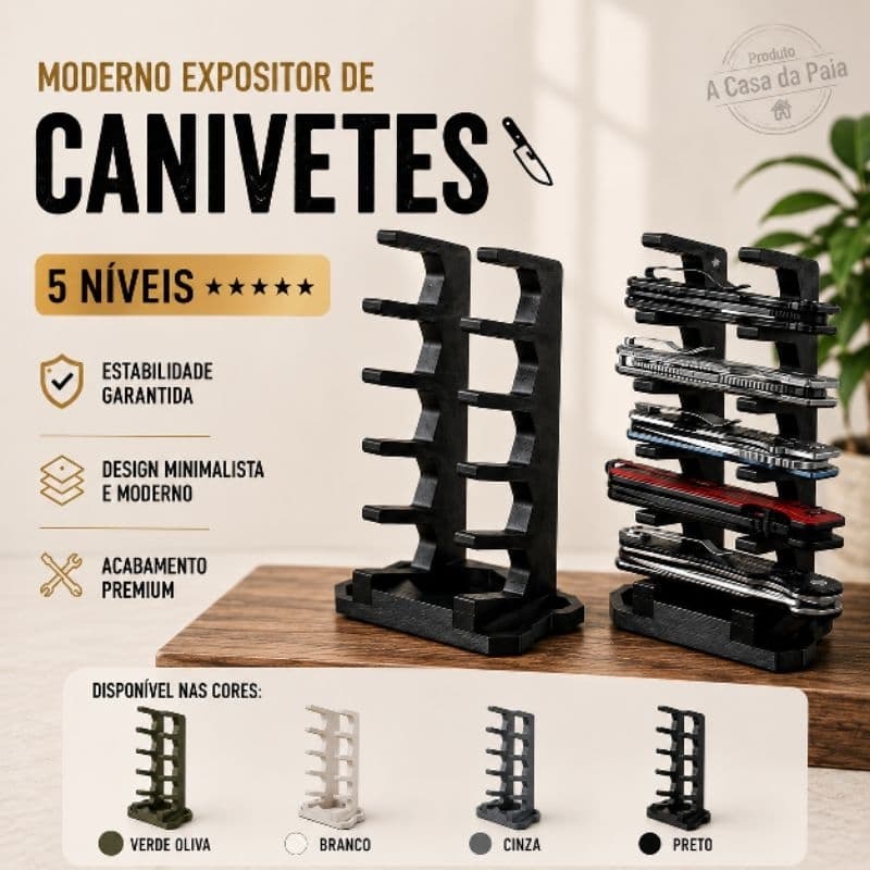 expositor de canivete prateleira suporte canivetes faca