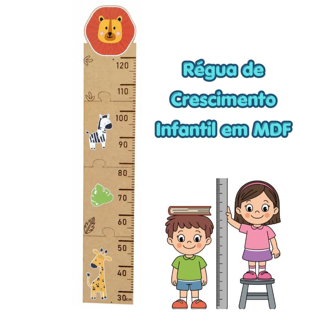 Régua de Crescimento Infantil em MDF 30 a 120cm – Medidor de Altura para Crianças