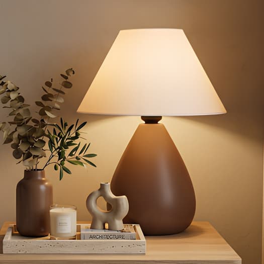 Abajur Luminária de Cerâmica Com Cúpula para Decoração Quarto Sala Escritório