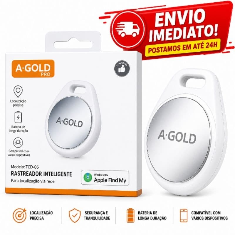 Smart Tag Rastreador GPS Localizador A GOLD TCD-06 - Compatível com iPhone, Longa Duração da Bateria, Compacto