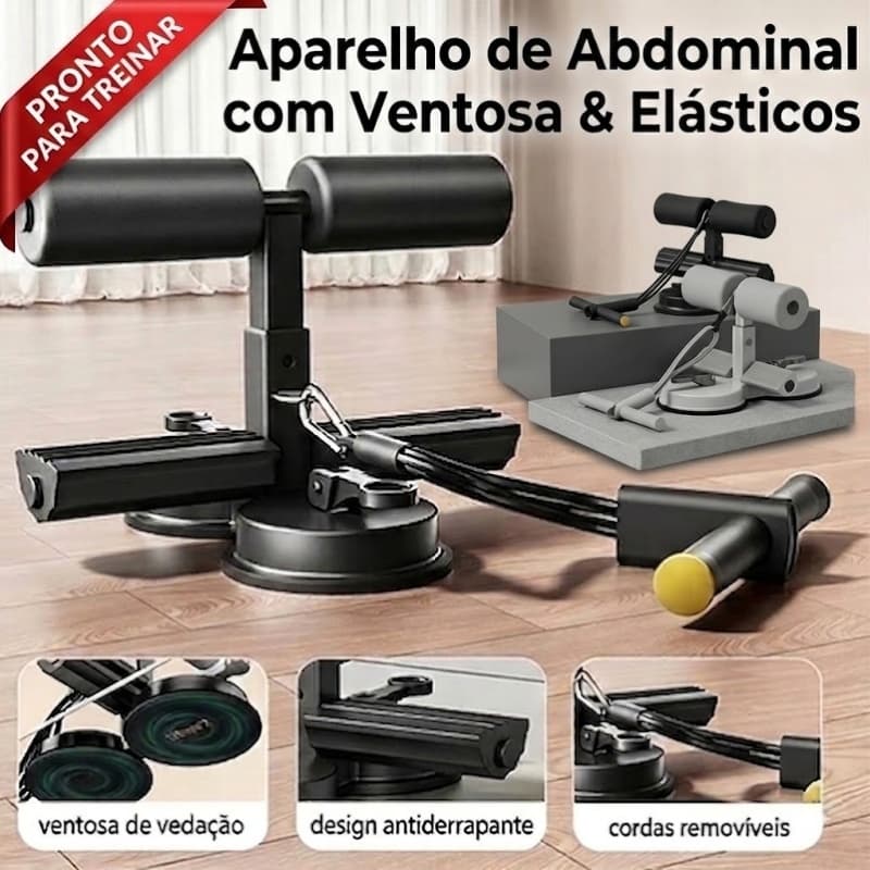 Aparelho Abdominal com Ventosas Fortes, 3 Ajustes - Protege Barriga e Joelhos (Casa e Academia)