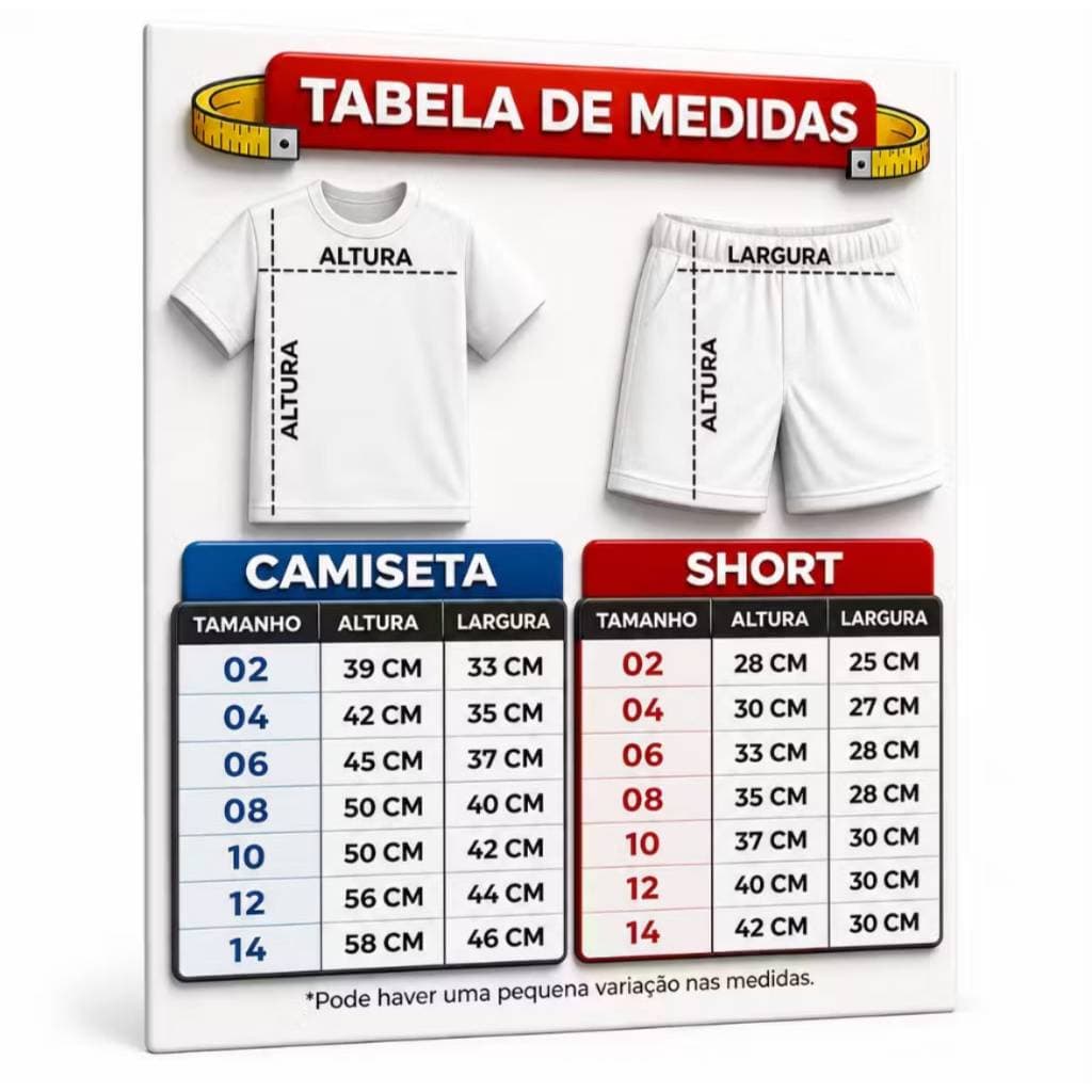 conjunto infantil camisa + shorts Corinthians listrado qualidade premium 2026