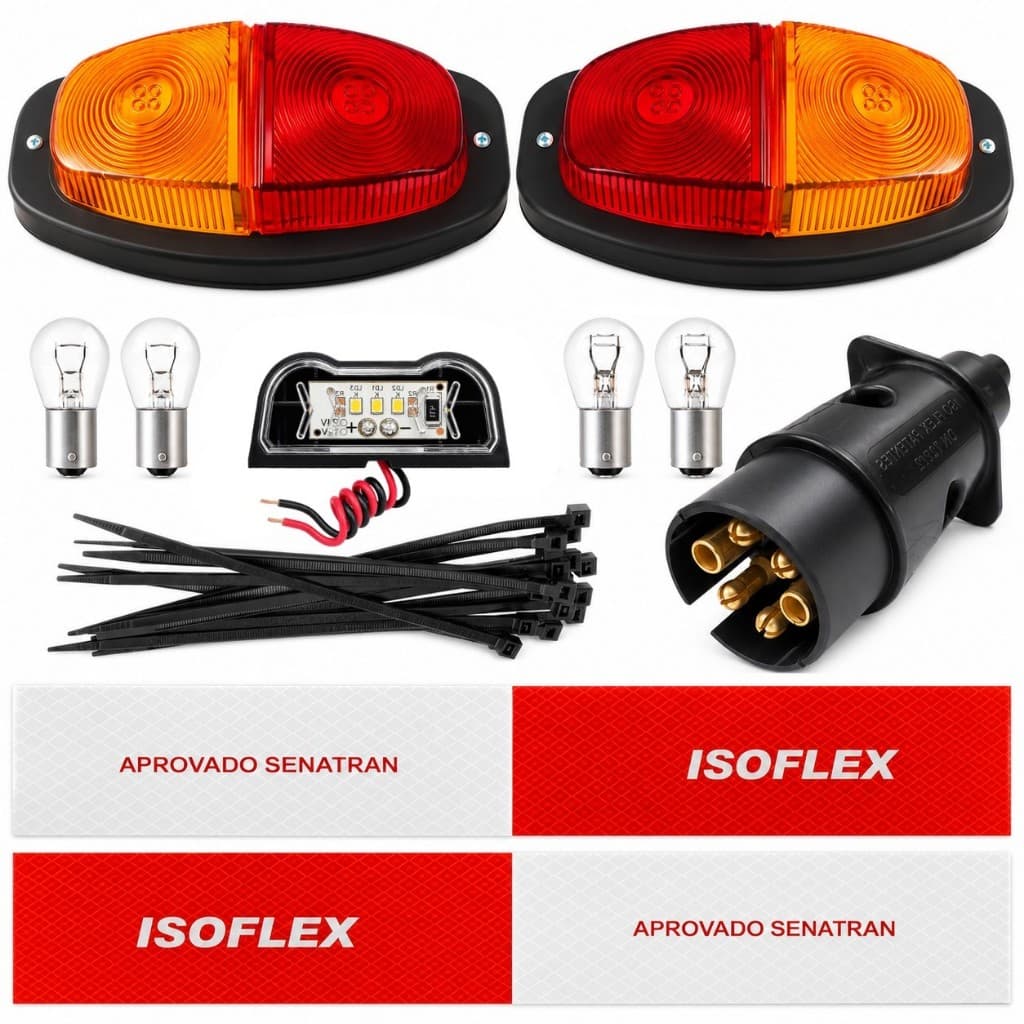 Kit Instalação Elétrica Carretinha Lanterna Reboque Engate Sem Cabo