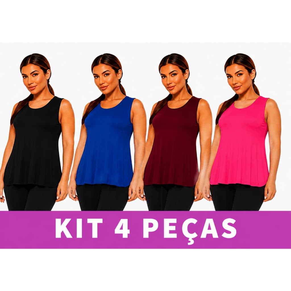 KIT 4 Regata Bata Feminina Tapabumbum Fitness Academia Viscolycra