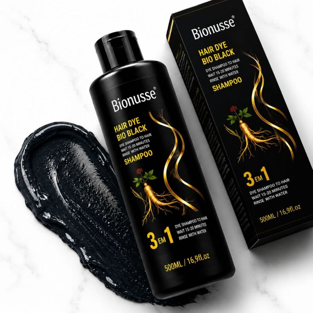 Shampoo Tonalizante 3 em 1 Preto Intenso - Bionusse  Bio Black - Sem Amônia 100% Natural