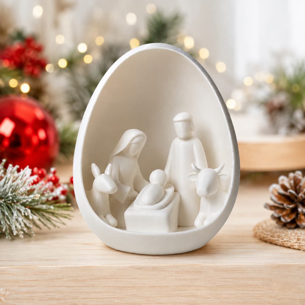 Enfeite Natalino Sagrada Família Decoração Minimalista | Presépio Maria José e Jesus | Natal