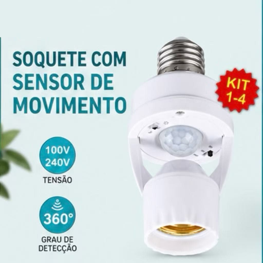 Sensor de Movimento para lâmpada Soquete E27 c/ sensor de presença Bivolt 110V~220V Max 60W