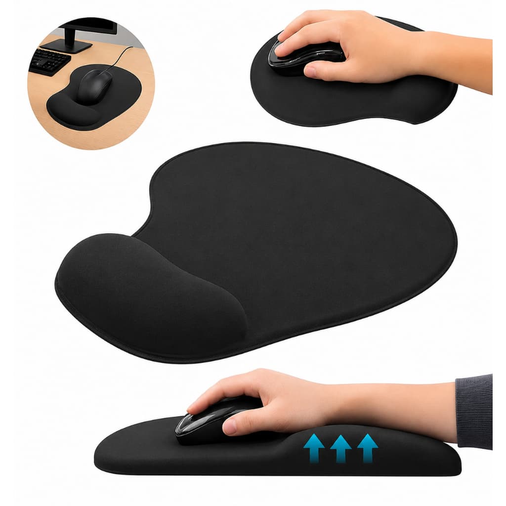 1, 2 ou 3 MousePad Ergonômico Gel Tecido Antiderrapante Apoio Pulso Conforto Previne Lesões Gamer Office Full