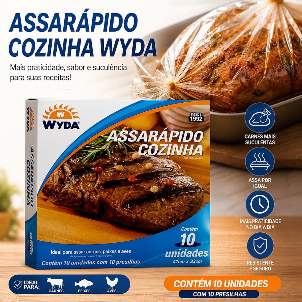 Assarápido Cozinha de Celofane 41x33cm c/10 unidades Wyda.