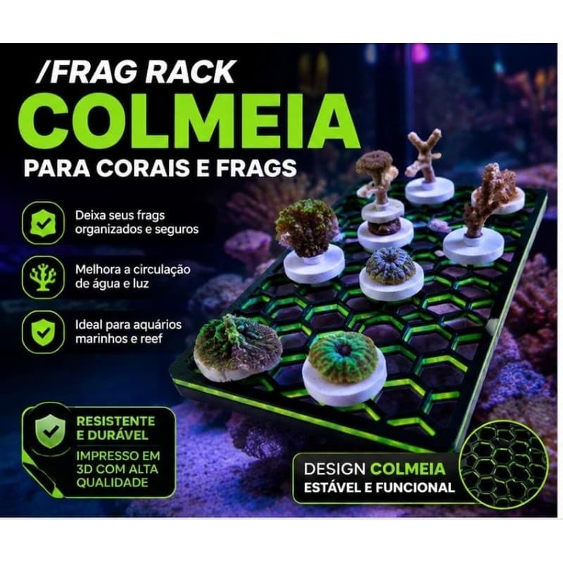 Frag Rack Colmeia para Corais e Frags de Aquário Marinho – Suporte Organizador para Corais