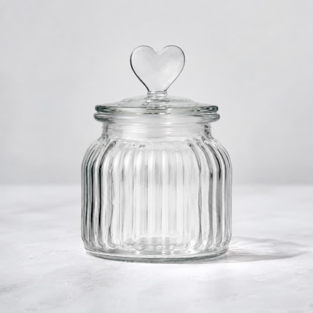 Pote Hermético de Vidro 650ml com Tampa Coração e Vedação | Pote Decorativo para Cozinha e Mantimentos
