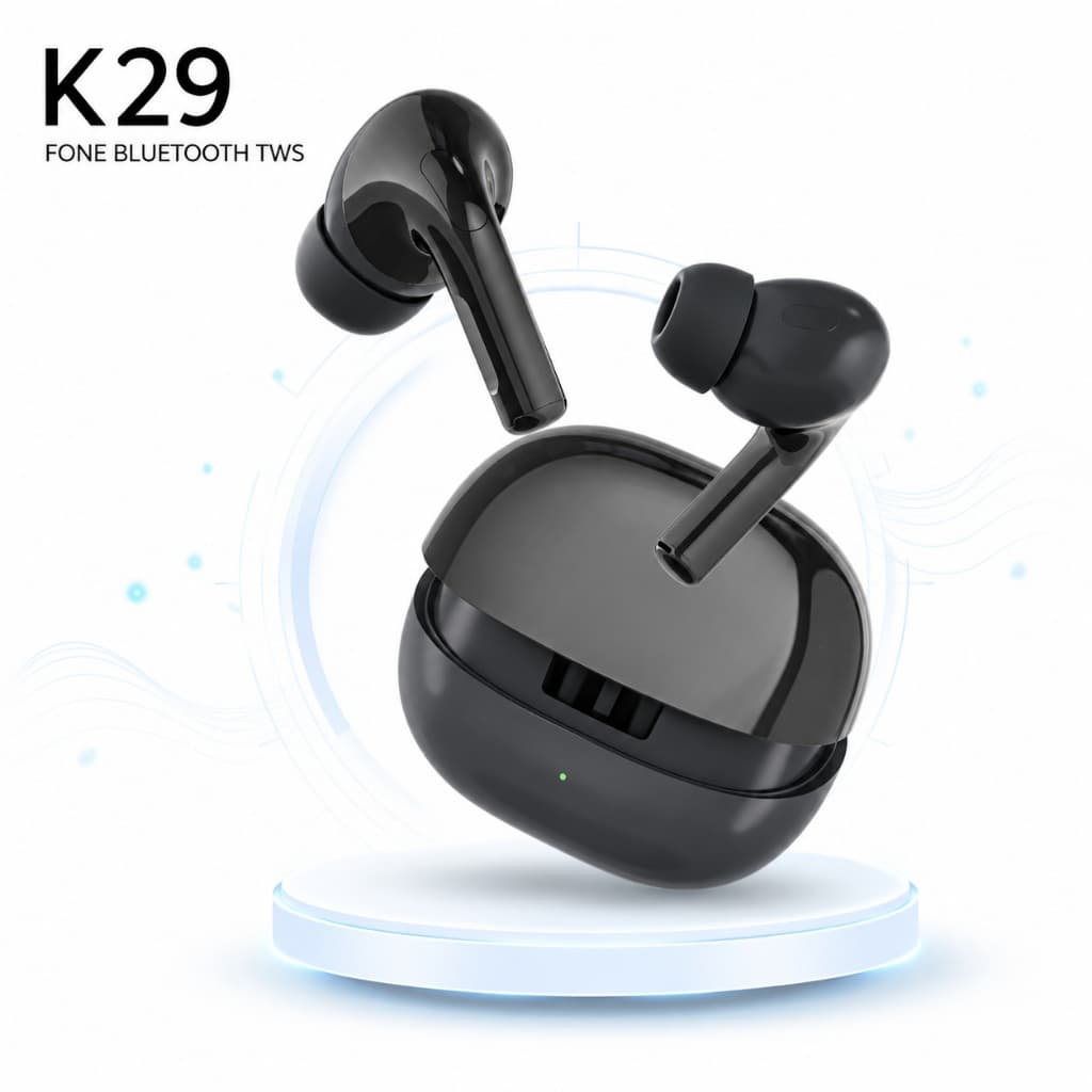 Fone de Ouvido K29 Bluetooth 5.4 TWS Sem Fio Intra Auricular Som Claro Estojo Até 24H