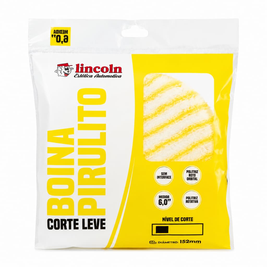 Boina de Lã Pirulito SV 6" Amarela Corte Leve/Refino sem Interface Lincoln