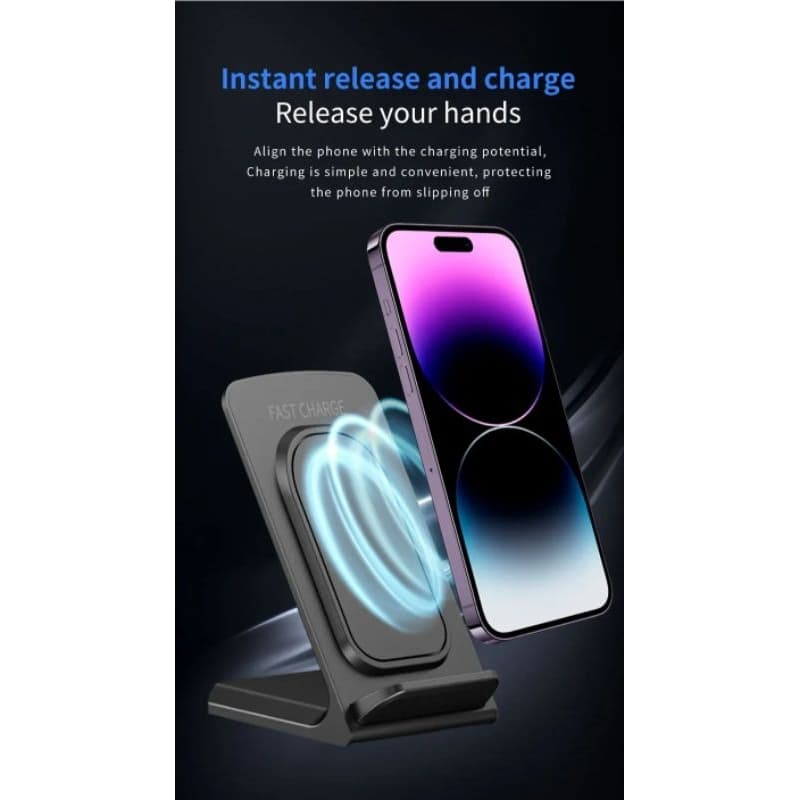 Carregador Wireless por Indução 40W Fast Charge Suporte Vertical Qi Android e iPhone