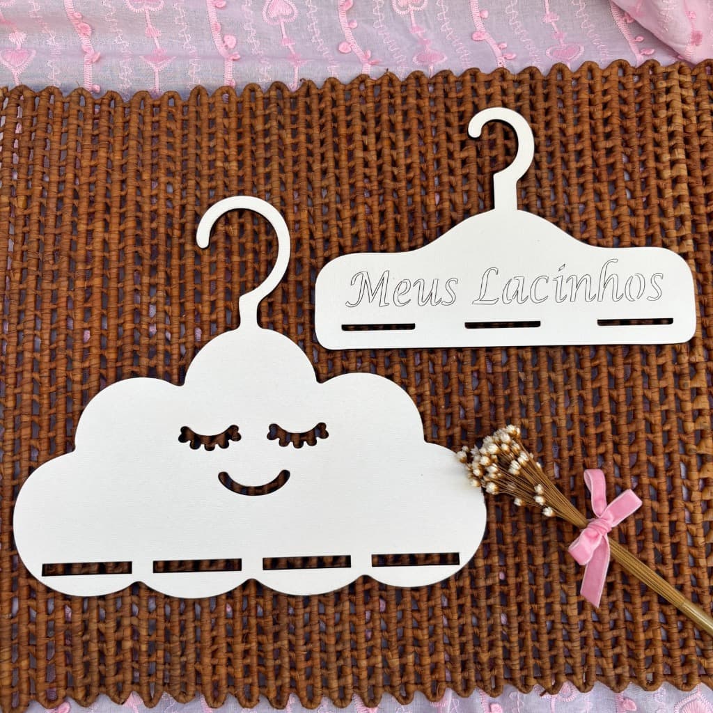 Cabides Porta Laço Infantil Faixinha Tiara Nuvem Personalizado Com Nome Organizador Decorativo Bebê Com Gancho Expositor