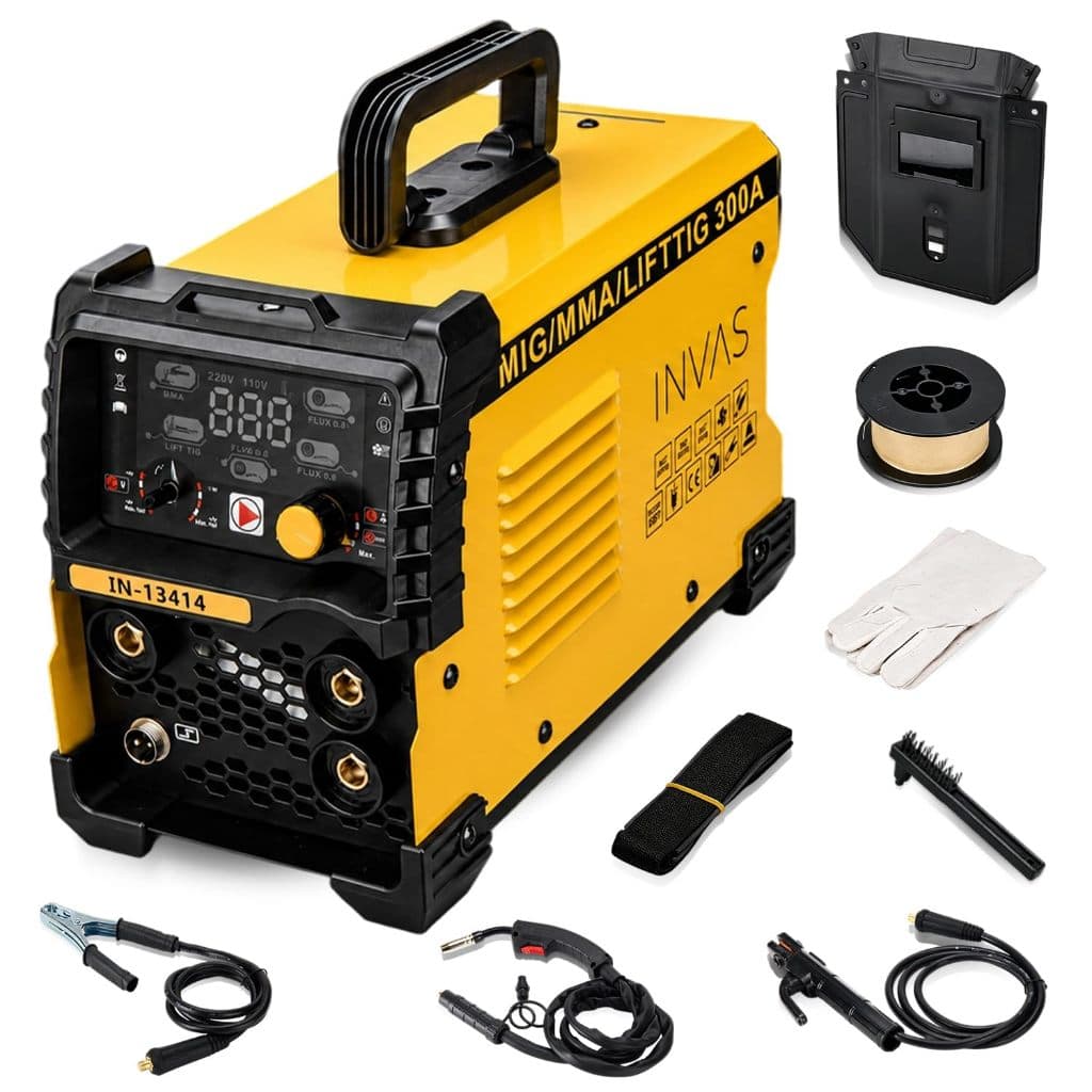 Máquina de Solda Inversora MIG Sem Gás MMA TIG LIFT 300A Bivolt 110V/220V Portátil Display Digital Sinérgica e Acessório