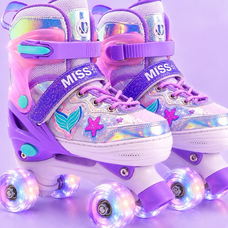 Lançamento Patins infantil Estrela do Mar 4 Rodas Tamanhos//Ajustáveis Com Led