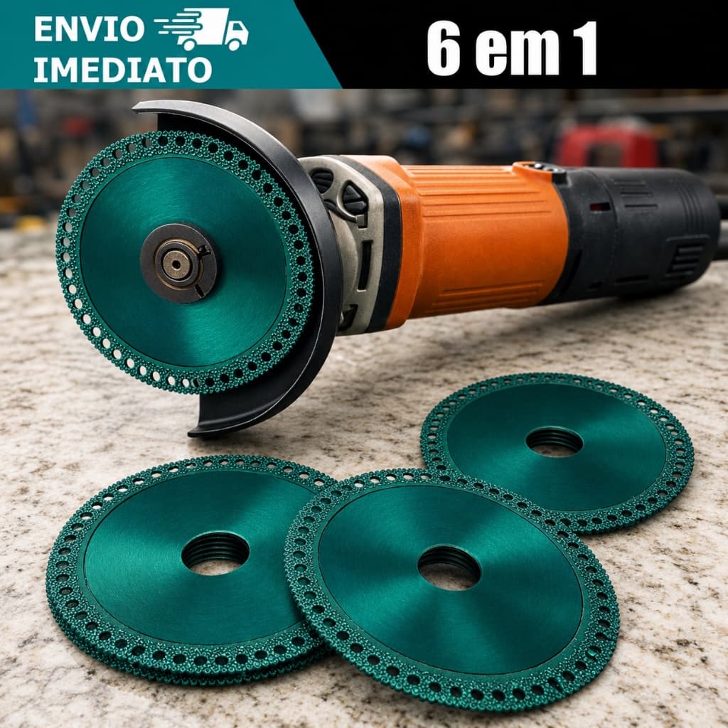 Disco de Corte Com Diamante 6 em 1 De Serra Multifuncional 100mm Para Azulejo Cerâmica Metais e PVC
