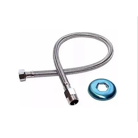 Engate Para Torneira ou Caixa Acoplada Mangueira Flexível Trançado Aço Inox 40cm Quente /Fria