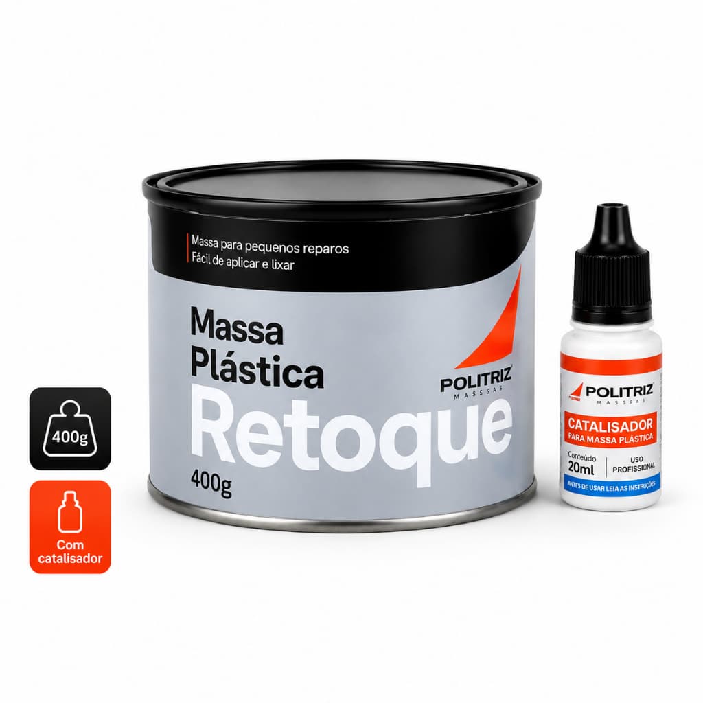 Massa Plástica Retoque Massas 400g com Catalisador Uso Geral