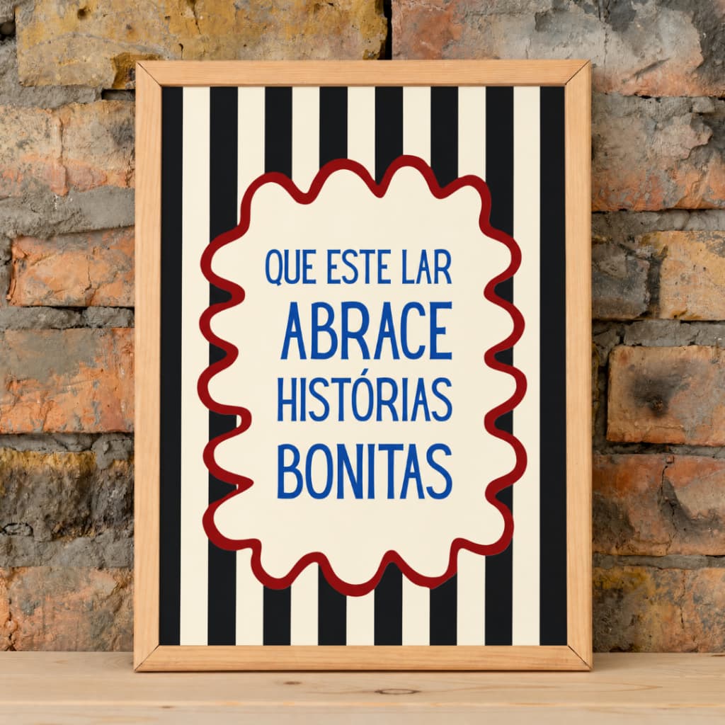 Quadro com Moldura Decorativo Lar Brasileira em Madeira e Acetato Tamanho Grande A3 Decoração Design