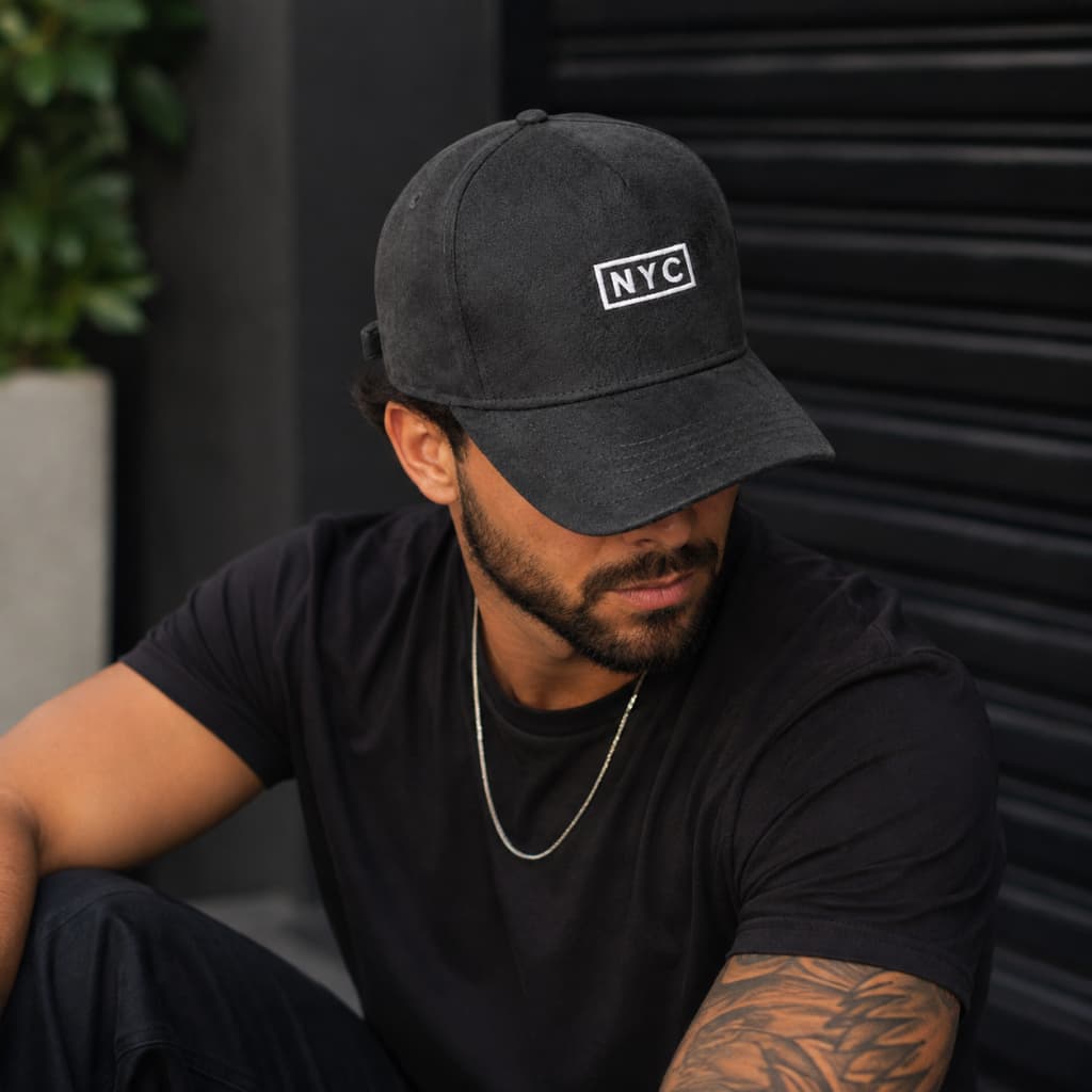 Boné N.Y.C Em Camurça Fitão Ajustavel Aba Curva Trucker Strapback Original Urbano maculino feminino top encaixe Unissex