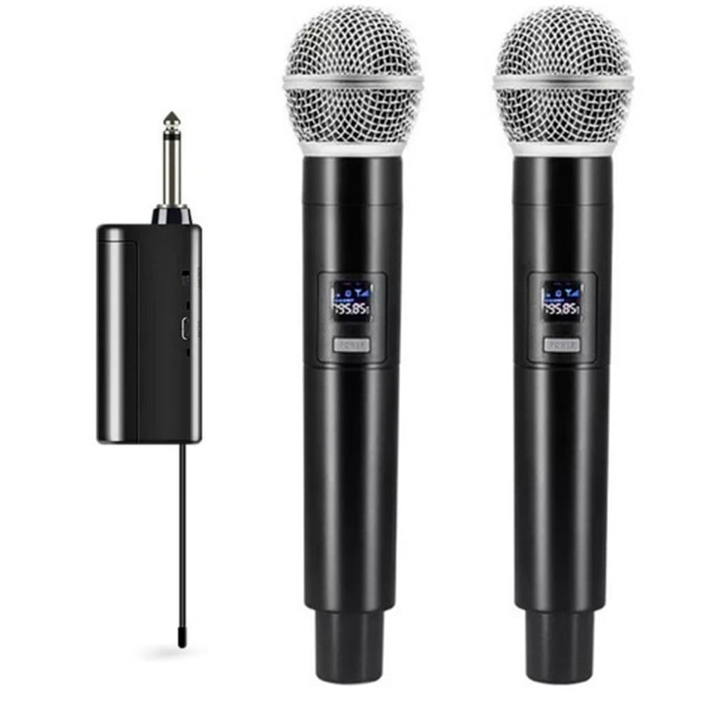 2 Microfone Sem Fio Dinamico Duplo Profissional Uhf Karaoke Igreja Palestra