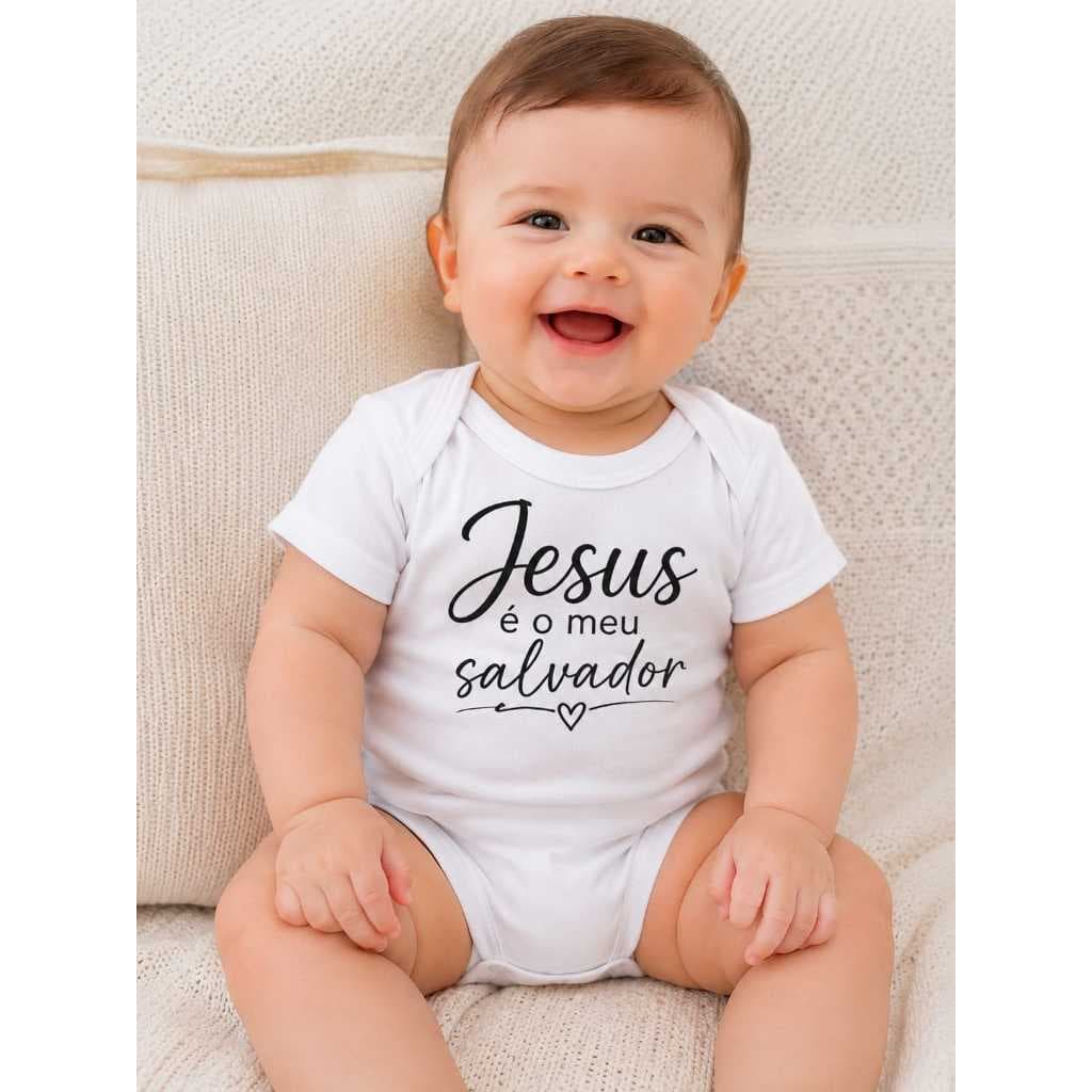 Body Para Bebê Jesus É Meu Salvador Unissex Personalizado