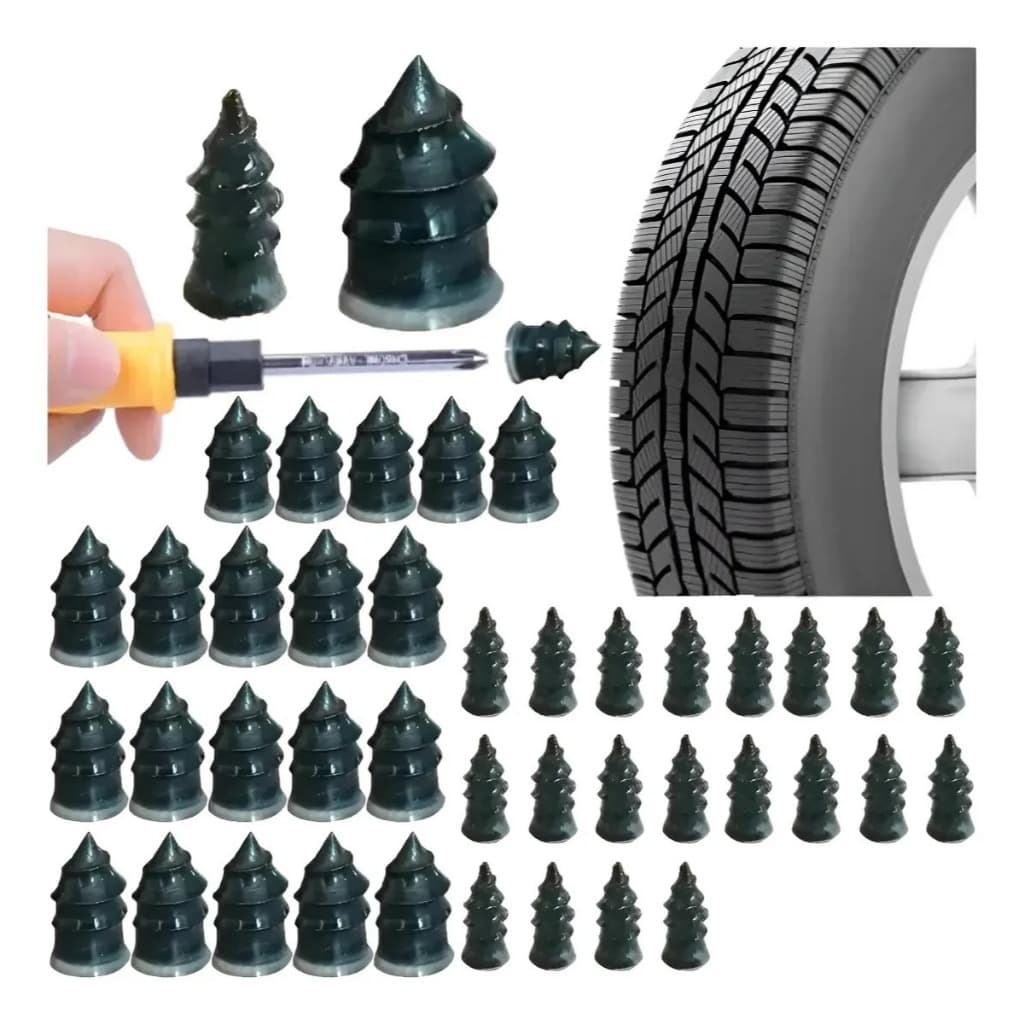 Kit/Jogo  Remendo Reparador Parafuso Macarrão Pneu Furado Carro Moto Bike