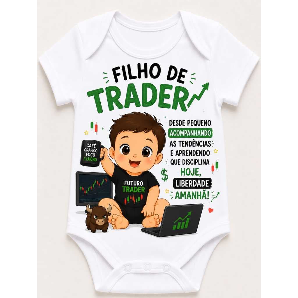 Body Para Bebê Papai Trader Unissex Homenagem Personalizado