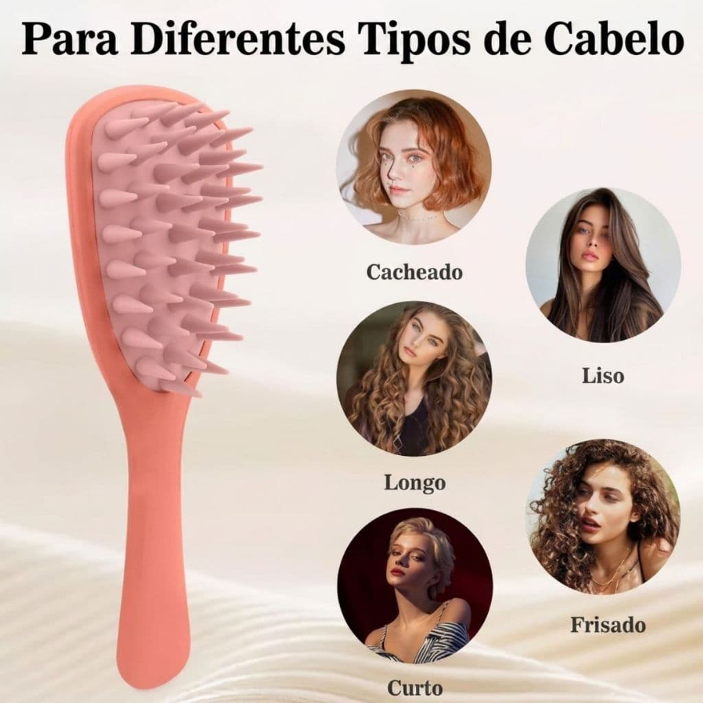 Escova de Lavar Massagear Couro Cabeludo Todos Tipos de Cabelos