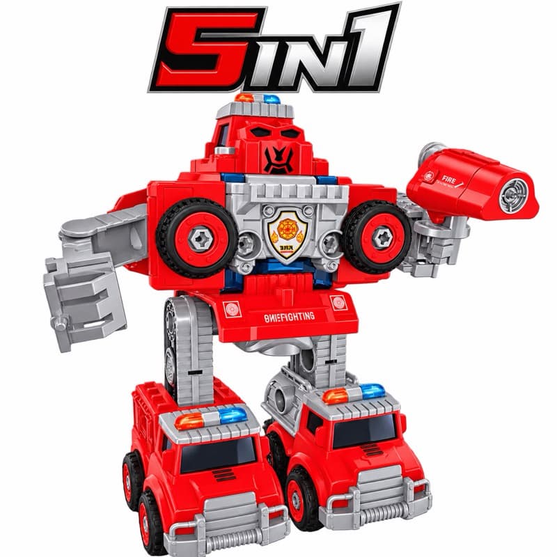 Brinquedo 5 Em 1 Veículos De Resgate Infantil Caminhão Transformável