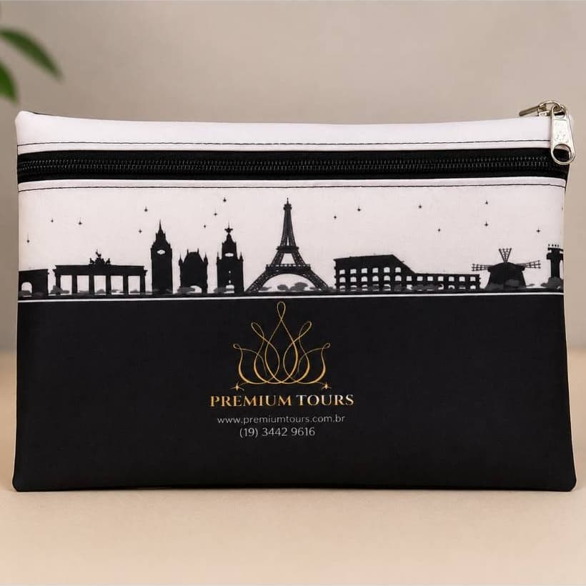 Porta Voucher Nylon 600 com sua arte/logo Kit com 100 pecas com Ziper para Viagens, Eventos, Organizar Documentos