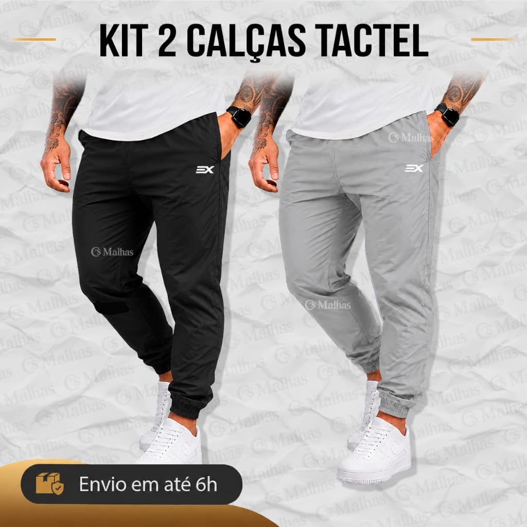 Kit 2 Calça Jogger Masculina Tactel Plus Size P ao G4 Leve Respirável Treino Casual Exit Clothing