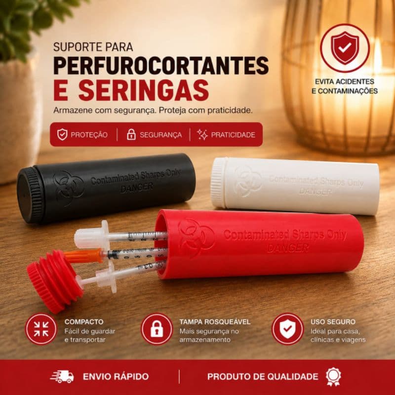 porta seringa 3ml estojo para seringa/perfurocortantes case rígida viagem