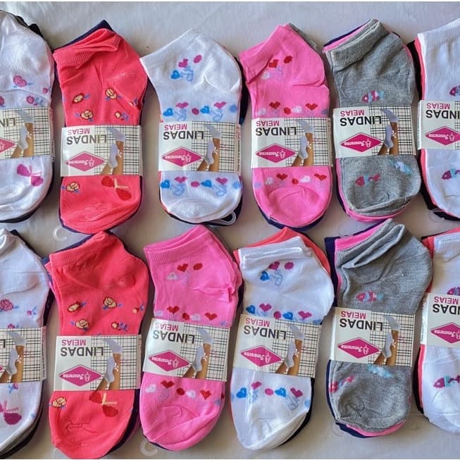 Kit 12 Pares Meias Feminina  Soquete Cores Fofas 35ao40