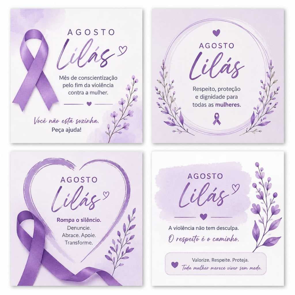 50/100/150 Mini Cartões Agosto Lilas 5x5 | Mimo e Lembrancinha para Campanha | Brinde pra Clientes