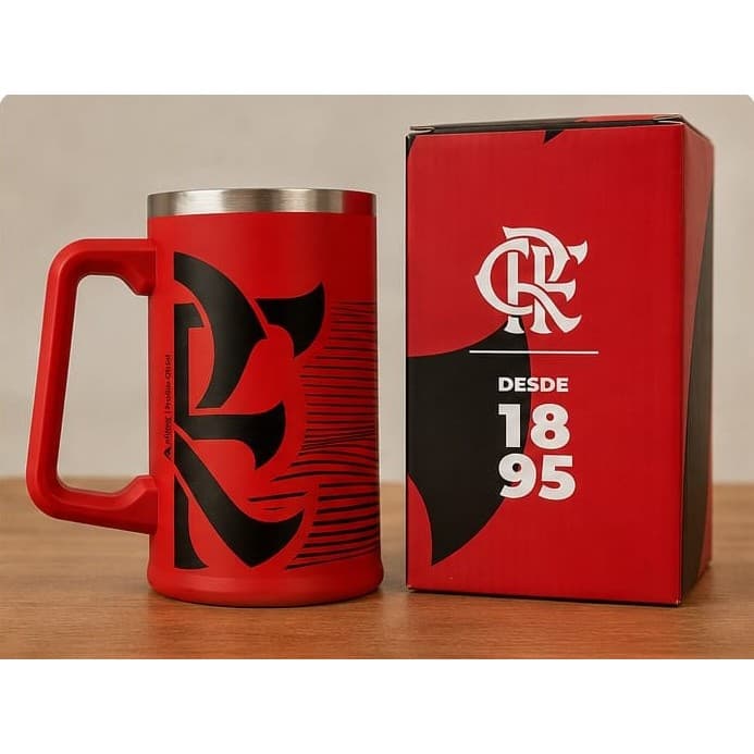 Caneca Flamengo 700ml Térmica Aço Inox Oficial Rubro Negro