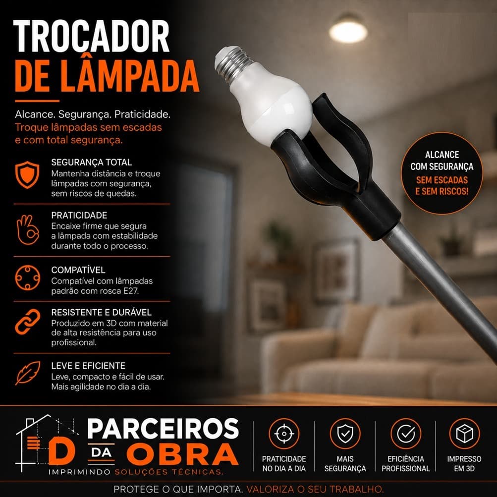 Trocador de Lampada Bulbo Adaptador de Lampada Led Luz Suporte para trocar lampada