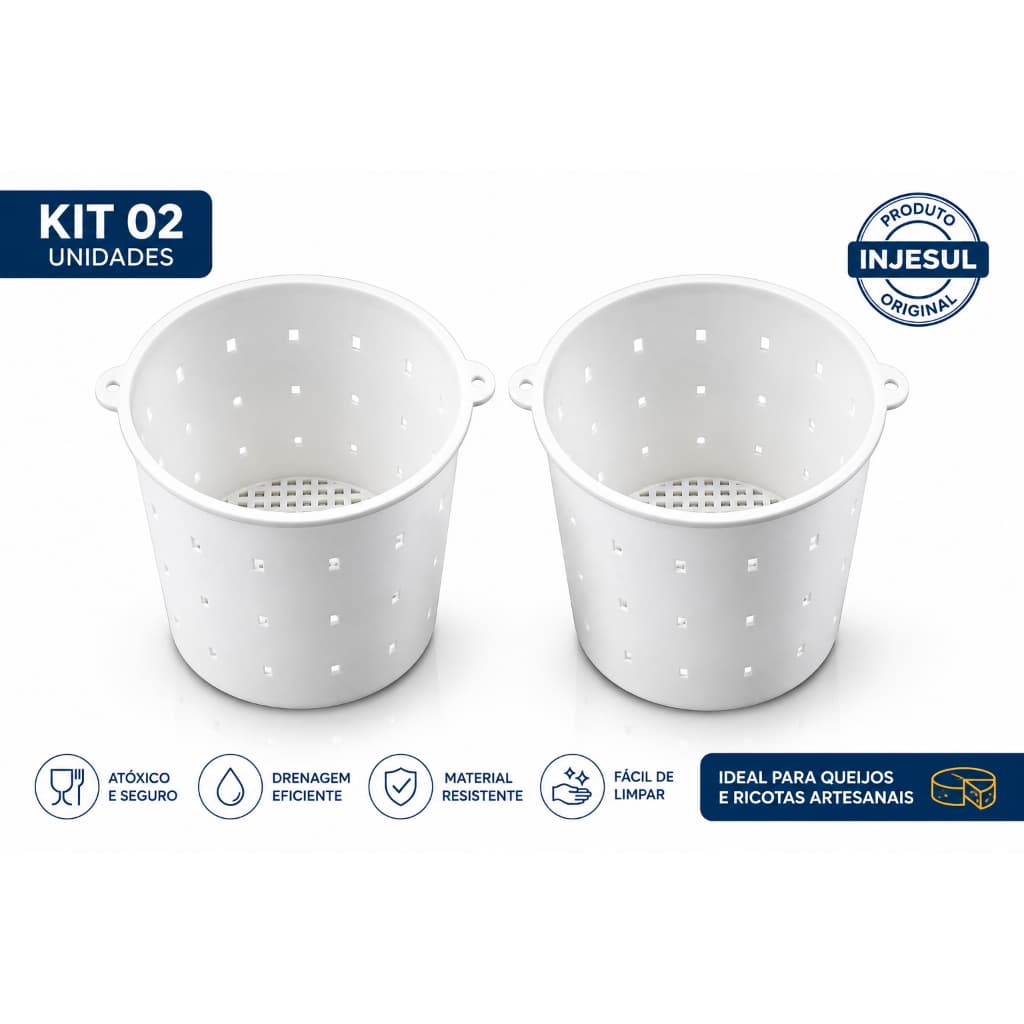 kit 2 Formas Queijo Minas Frescal Ricota 0,5KG (500g) Injesul