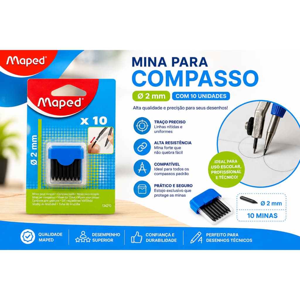 Minas para Compasso Maped Ø 2 mm 10 Unidades de Grafites