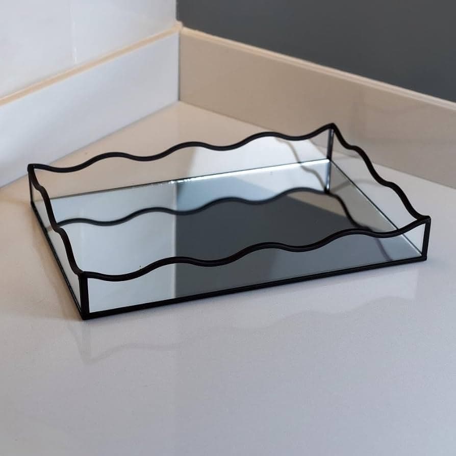 Bandeja Espelhada Decorativa Preta 25x15cm Preta Metal - Lyor