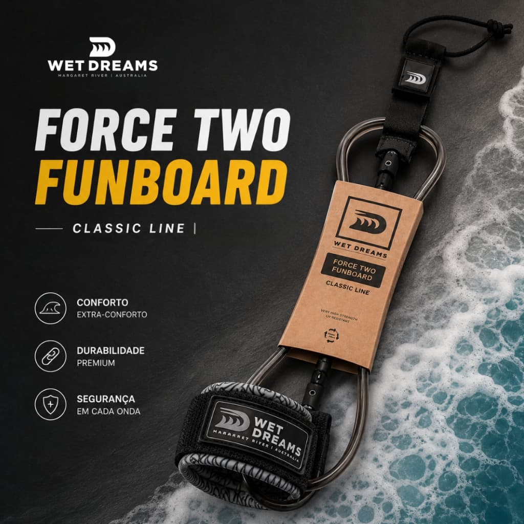 Leash Surf Prancha de Funboard Wet Dreams Force Two 8' 7mm Duplo Girador Classic Fumê