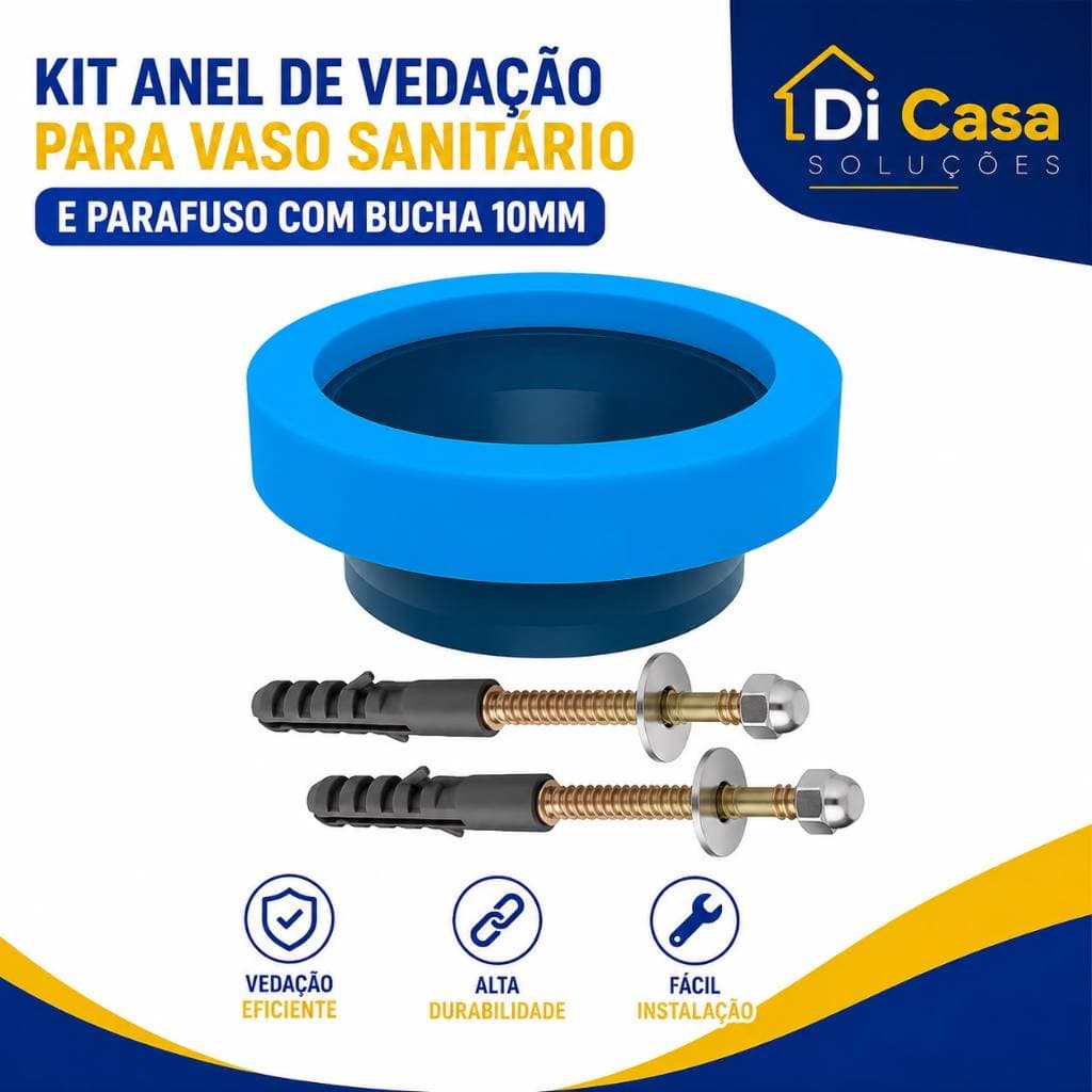 Kit Anel Vedação + 2 Parafusos Bucha 10 Vaso Sanitário