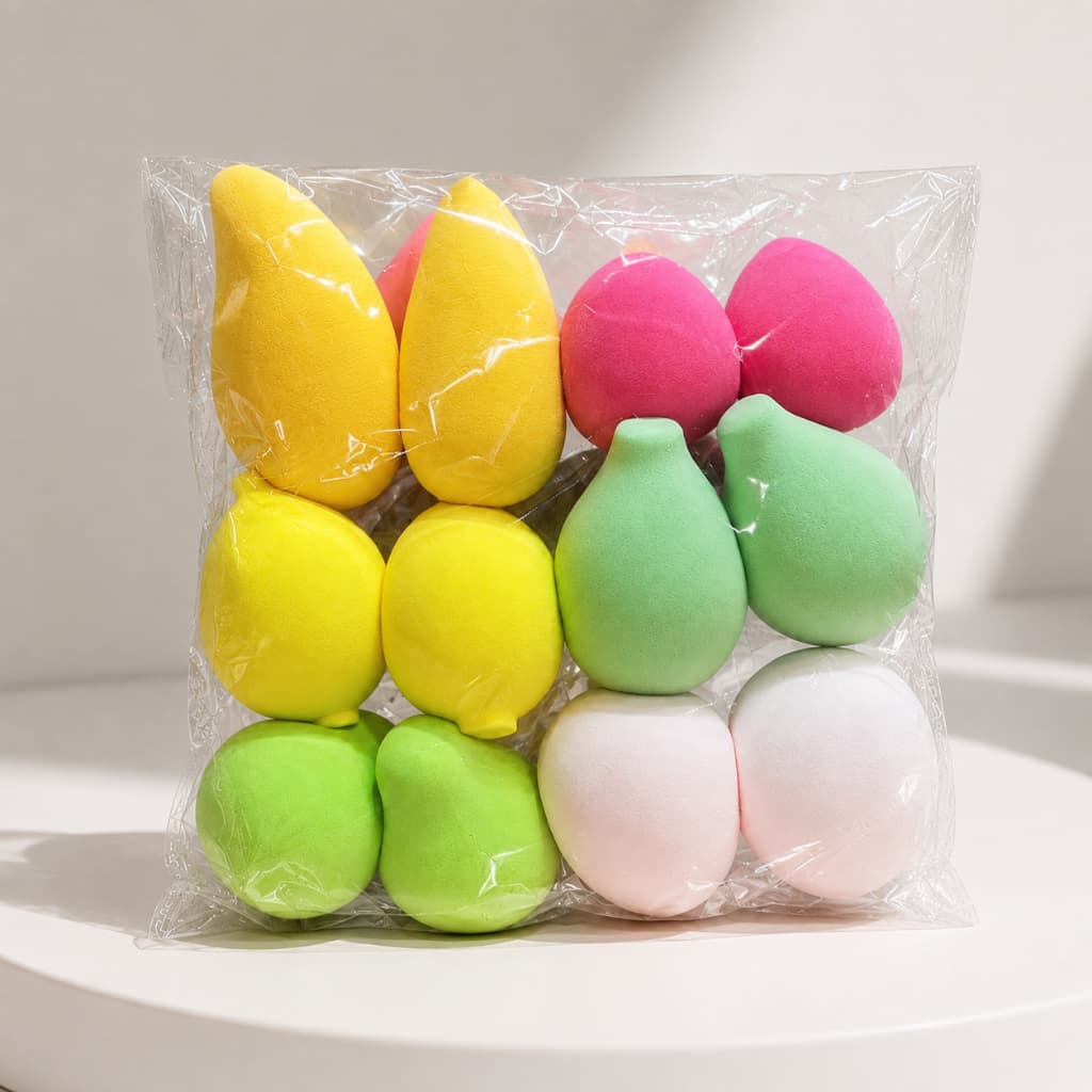 ANA1108 Kit Com 12 Esponja Maquiagem Com Formato de Fruta Cores e Modelo Sortidas