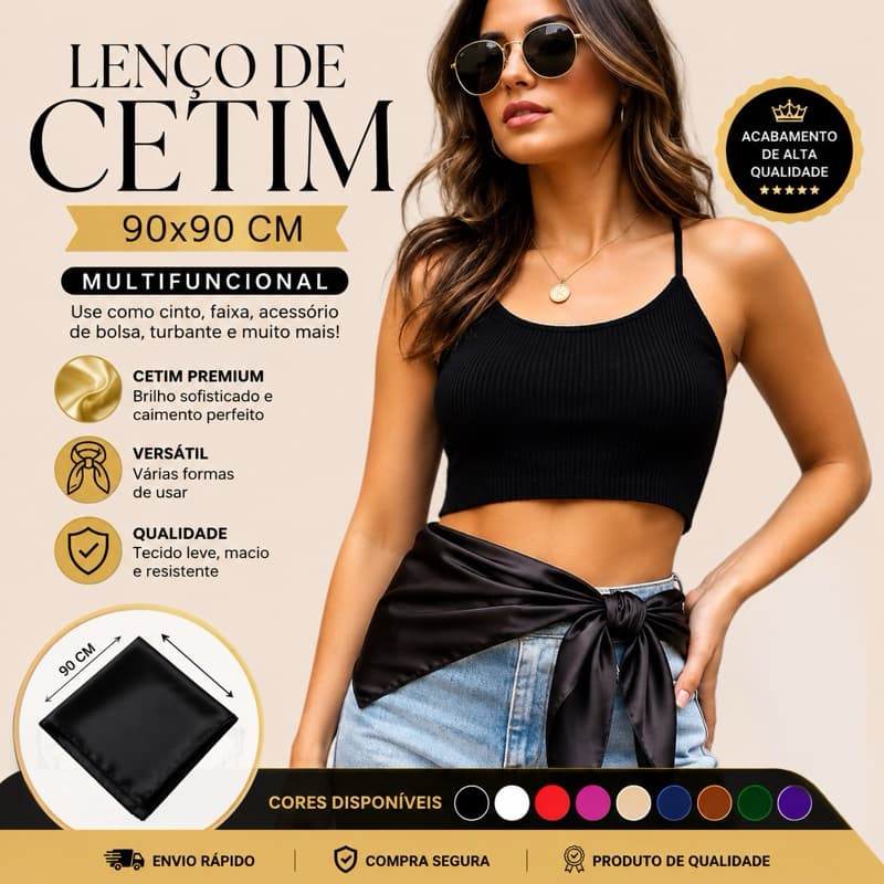 ​Lenço De Cintura Cetim Liso Premium Feminino Faixa Para Vestido E Calça Lenço de amarrar na cintura