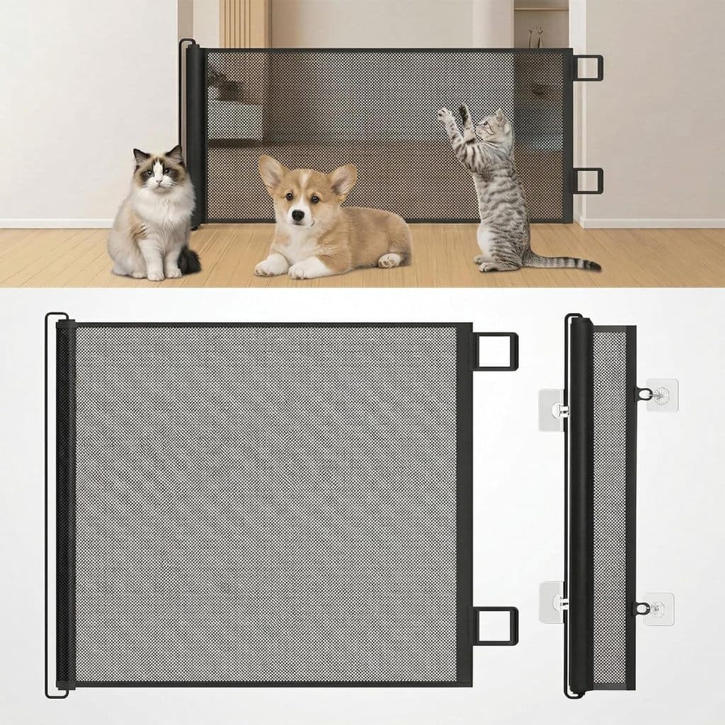 Grade de Proteção Retrátil Automática para Pets e Bebês Ajustável para Portas e Escadas