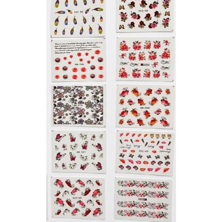 Kit 5 Cartelas de Adesivo para Unhas (Flores e Borboletas)