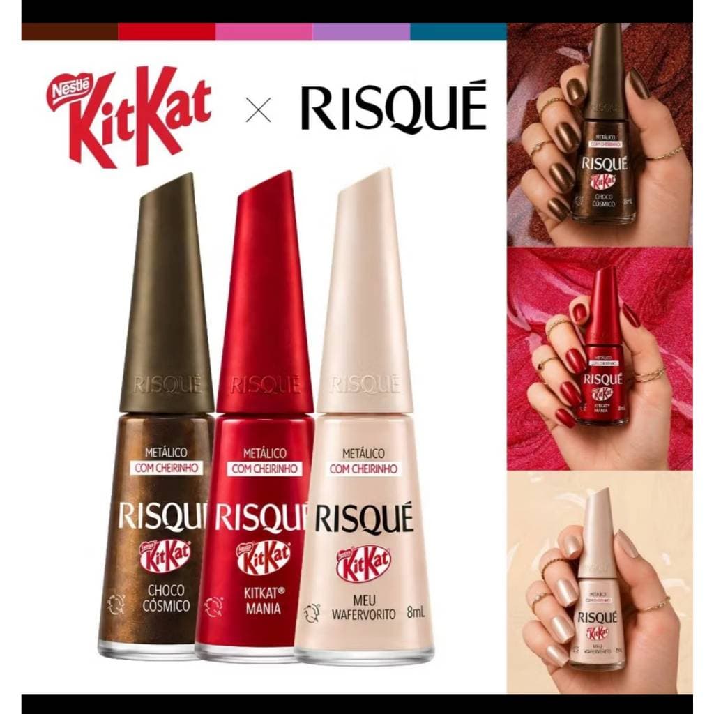 Kit Esmaltes Risqué KitKat Lançamento Esmalte Com Cheirinho De Chocolate Esmalte Atacado Oficial