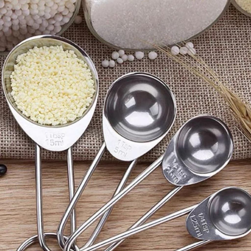 onjunto Com 4 Colheres Colher Medidoras Medidora Para Cozinha Aço Inoxidavel -Top Util